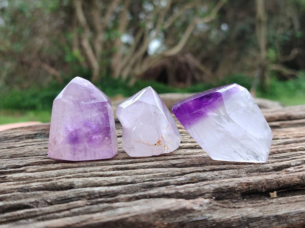 Polished Window Amethyst Crystals x 20 From Akansobe, Madagascar - Toprock Gemstones and Minerals 