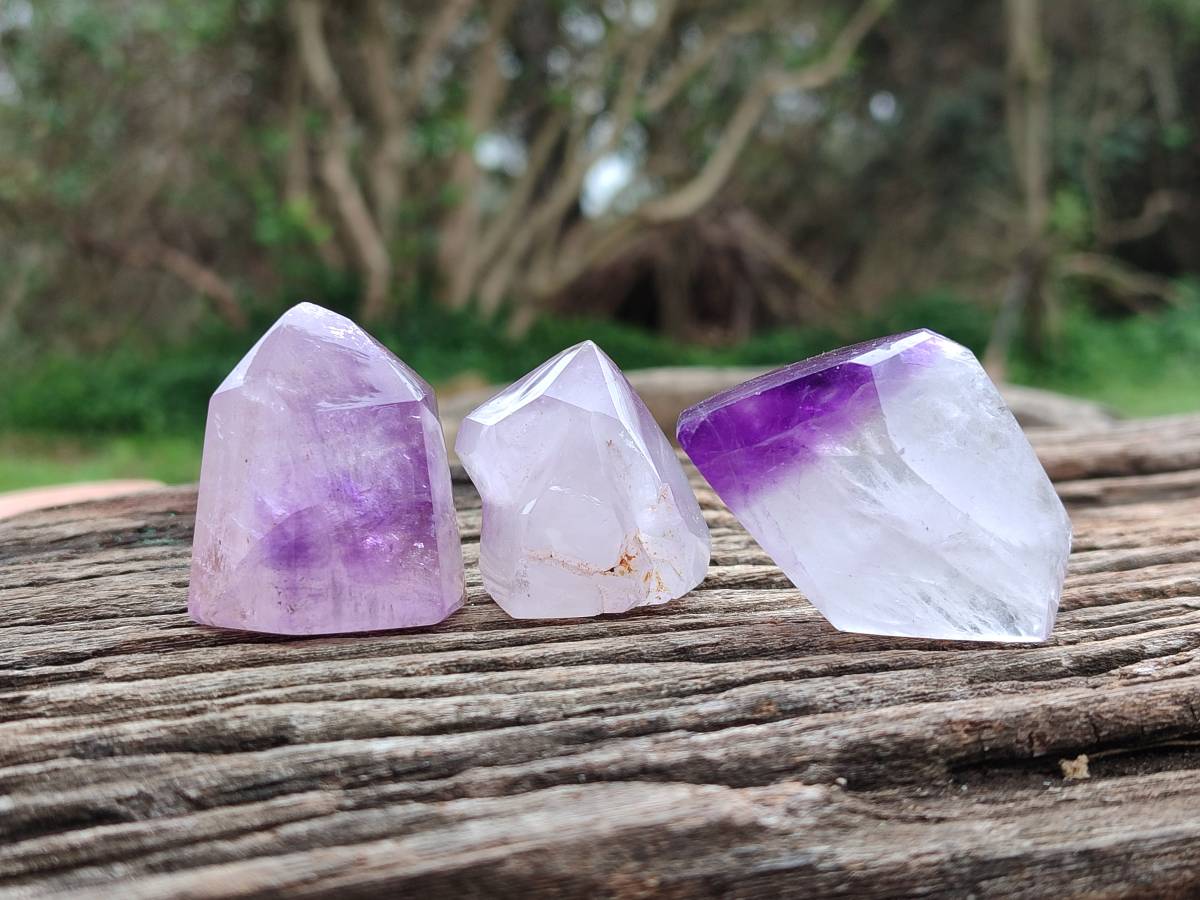 Polished Window Amethyst Crystals x 20 From Akansobe, Madagascar - Toprock Gemstones and Minerals 