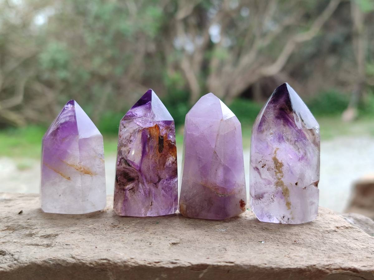 Polished Window Amethyst Crystals x 20 From Akansobe, Madagascar - Toprock Gemstones and Minerals 