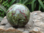 Polished Bastite Dragons Blood Stone Sphere and Standing Free Form x 2 From Tshipise, South Africa - Toprock Gemstones and Minerals 