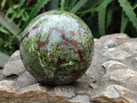 Polished Bastite Dragons Blood Stone Sphere and Standing Free Form x 2 From Tshipise, South Africa