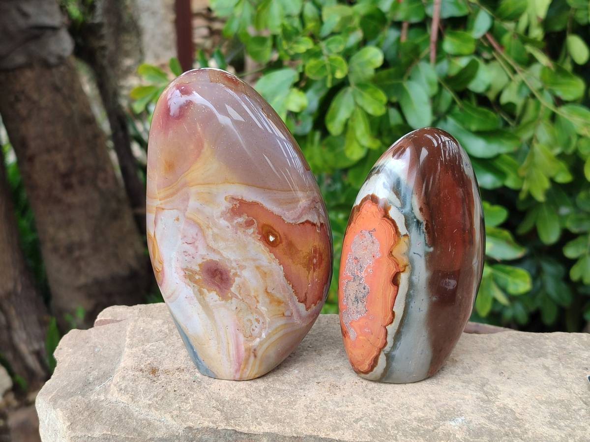 Polished Polychrome Jasper Standing Free Forms x 3 From NW Coast, Madagascar - Toprock Gemstones and Minerals 