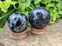 Polished Gabbro 'Merlinite' Spheres x 3 From Madagascar
