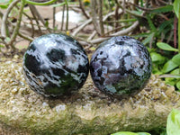 Polished Gabbro 'Merlinite' Spheres x 3 From Madagascar