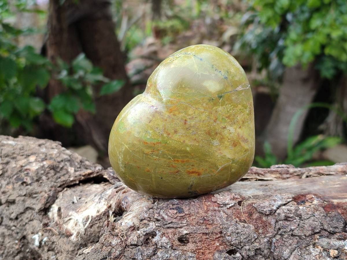 Polished Green Opal Hearts x 6 From Betroka, Madagascar - Toprock Gemstones and Minerals 