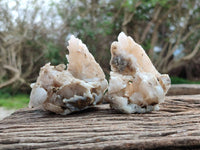 Natural Drusy Quartz Coated Calcite Pseudomorph Specimens x 4 From Alberts Mountain, Lesotho