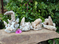 Natural Drusy Quartz Coated Calcite Pseudomorph Specimens x 4 From Alberts Mountain, Lesotho
