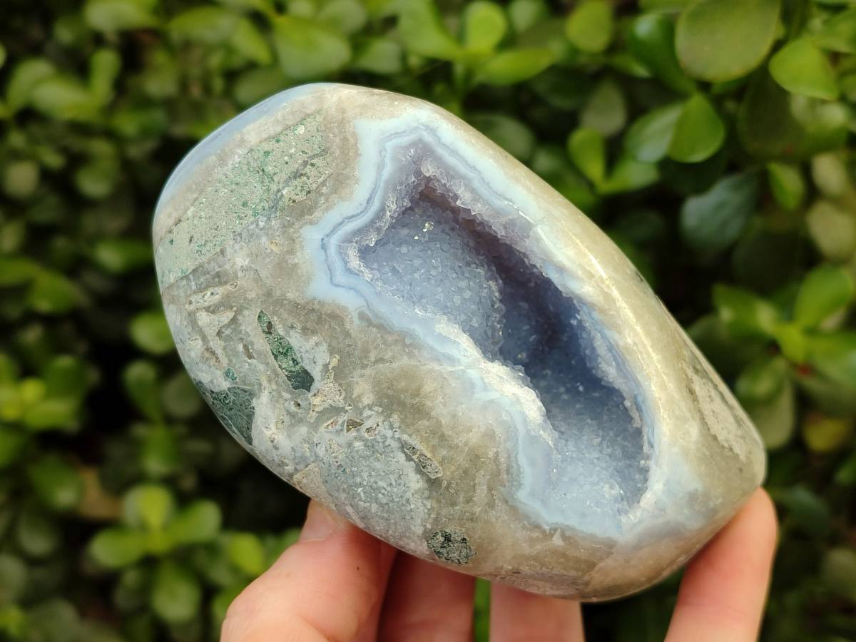 Polished Blue Lace Agate Standing Free Forms x 3 From Nsanje, Malawi - Toprock Gemstones and Minerals 