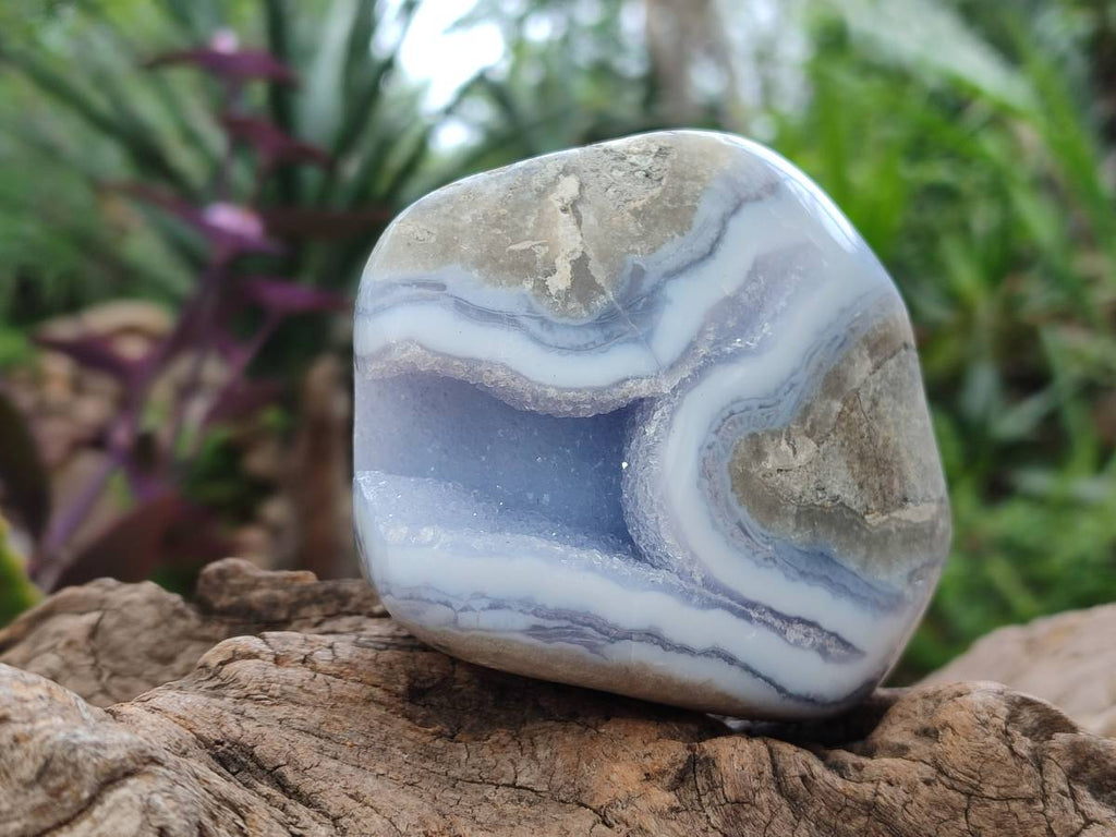 Polished Blue Lace Agate Standing Free Forms x 3 From Nsanje, Malawi - Toprock Gemstones and Minerals 