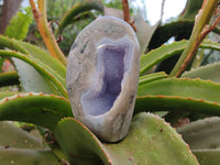 Polished Blue Lace Agate Standing Free Forms x 3 From Nsanje, Malawi
