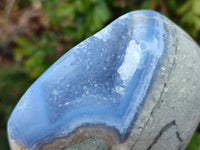 Polished Blue Lace Agate Standing Free Forms x 3 From Nsanje, Malawi