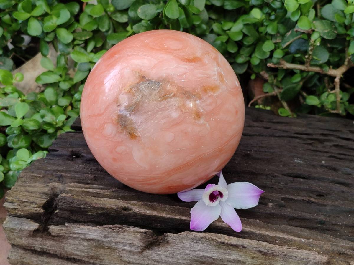 Polished Orange Twist Calcite Sphere x 1 From Maevantanana, Madagascar - Toprock Gemstones and Minerals 