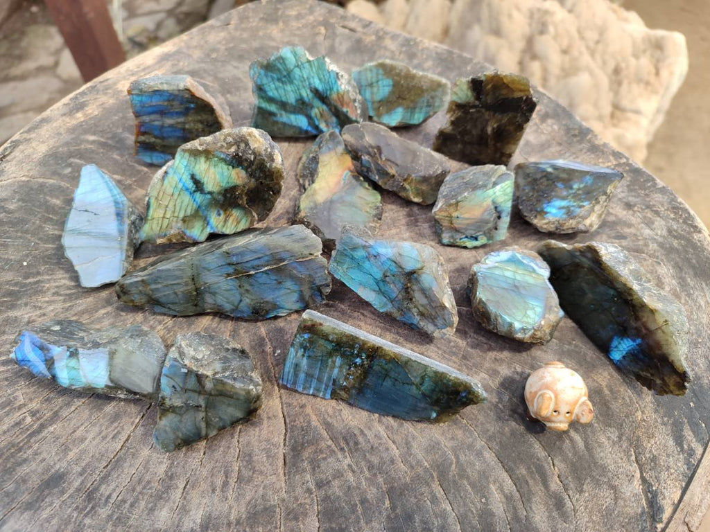 Polished On One Side Labradorite x 24 From Tulear, Madagascar - Toprock Gemstones and Minerals 