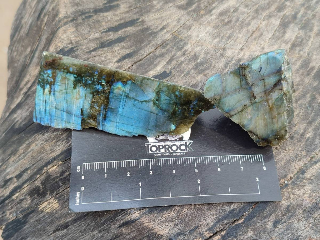 Polished On One Side Labradorite x 24 From Tulear, Madagascar - Toprock Gemstones and Minerals 