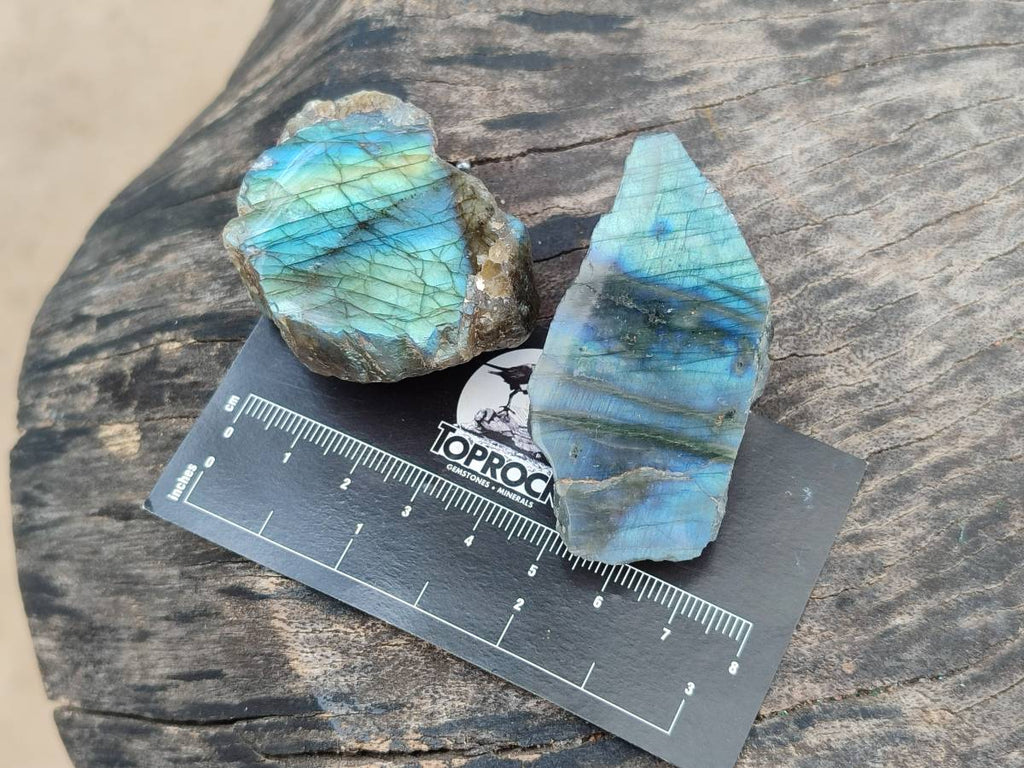 Polished On One Side Labradorite x 24 From Tulear, Madagascar - Toprock Gemstones and Minerals 