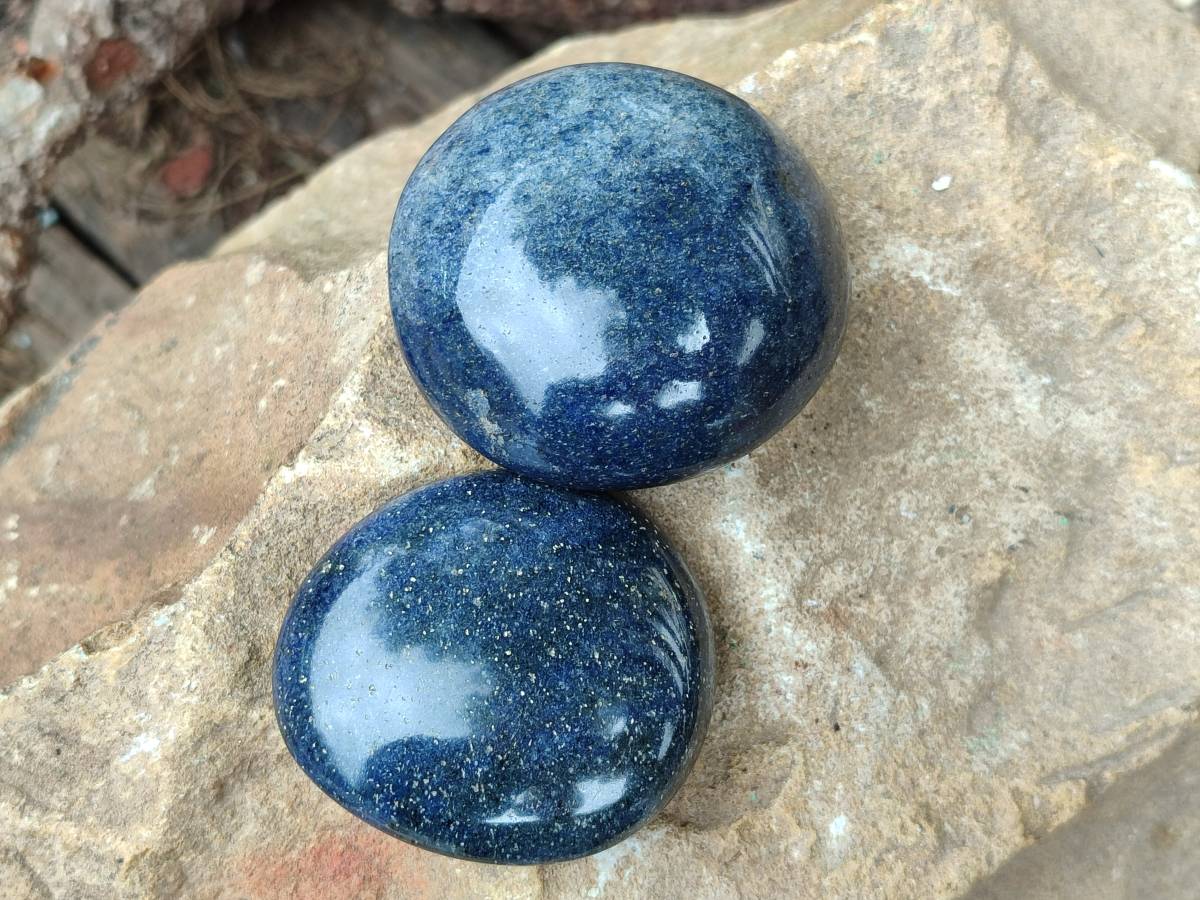 Polished Lazulite Palm Stones x 12 From Madagascar - Toprock Gemstones and Minerals 
