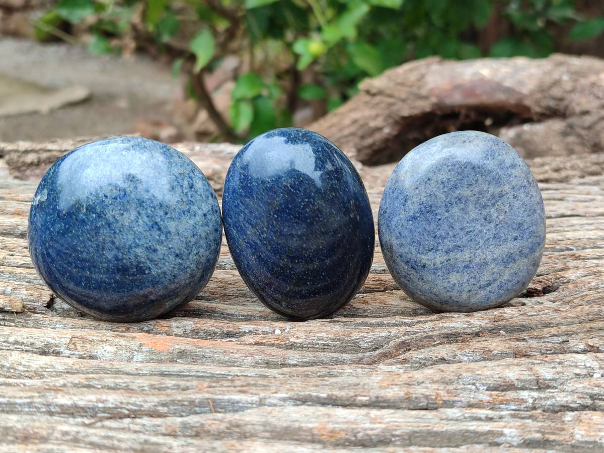 Polished Lazulite Palm Stones x 12 From Madagascar - Toprock Gemstones and Minerals 
