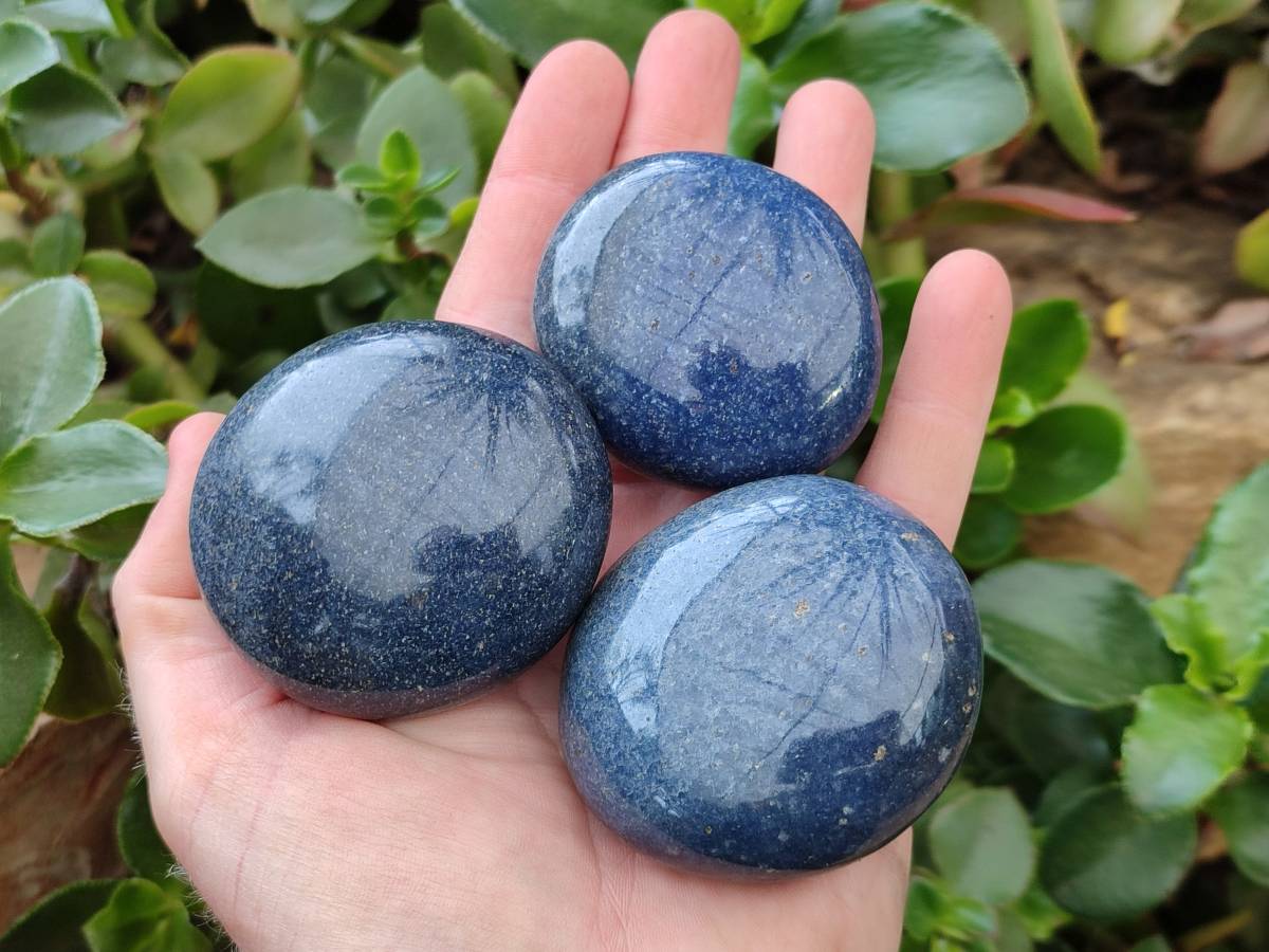 Polished Lazulite Palm Stones x 12 From Madagascar - Toprock Gemstones and Minerals 