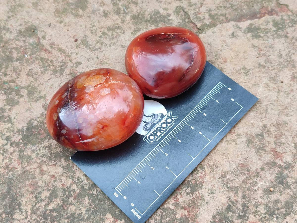 Polished Carnelian Agate Gemstone Galets x 20 From Madagascar - Toprock Gemstones and Minerals 