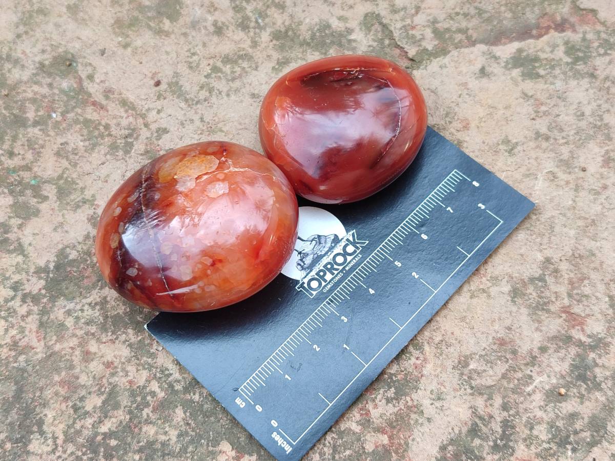 Polished Carnelian Agate Gemstone Galets x 20 From Madagascar - Toprock Gemstones and Minerals 
