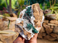 Natural Ball Malachite and Drusy Quartz On Dolomite Matrix Specimens x 2 From Kambove, Congo