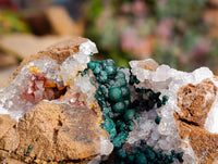 Natural Ball Malachite and Drusy Quartz On Dolomite Matrix Specimens x 2 From Kambove, Congo