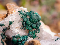 Natural Ball Malachite and Drusy Quartz On Dolomite Matrix Specimens x 2 From Kambove, Congo