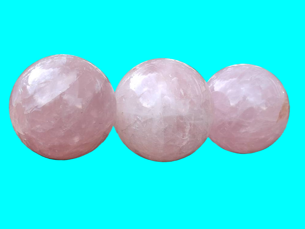 Polished Rose Quartz Spheres x 4 From Madagascar - Toprock Gemstones and Minerals 