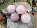 Polished Rose Quartz Spheres x 4 From Madagascar - Toprock Gemstones and Minerals 