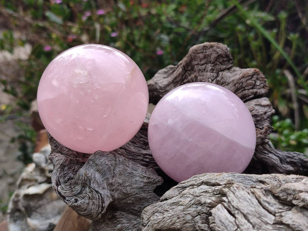 Polished Rose Quartz Spheres x 4 From Madagascar - Toprock Gemstones and Minerals 