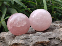 Polished Rose Quartz Spheres x 4 From Madagascar