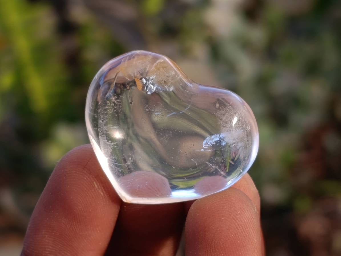 Polished Rock Crystal Quartz Hearts x 35 From Madagascar - Toprock Gemstones and Minerals 