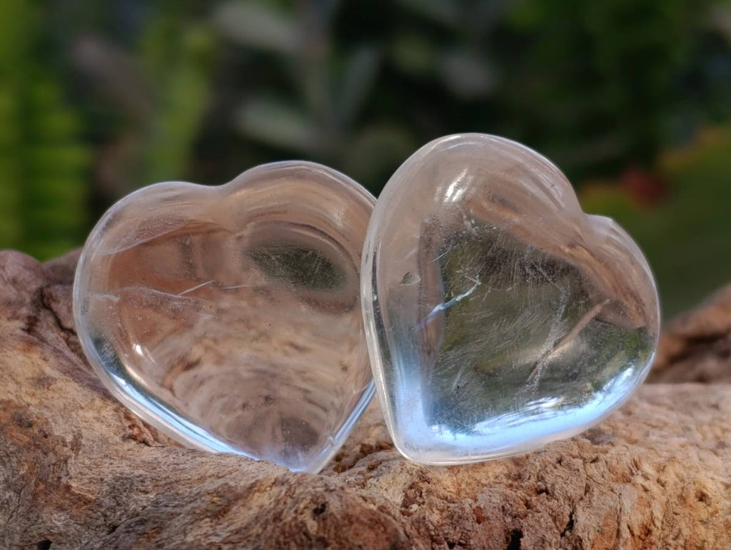 Polished Rock Crystal Quartz Hearts x 35 From Madagascar - Toprock Gemstones and Minerals 