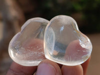 Polished Rock Crystal Quartz Hearts x 35 From Madagascar