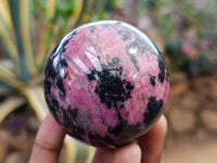 Polished Rhodonite Spheres x 3 From Ambindavato, Madagascar