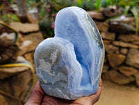 Polished Blue Lace Agate Standing Free Forms x 2 From Nsanje, Malawi