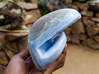 Polished Blue Lace Agate Standing Free Forms x 2 From Nsanje, Malawi