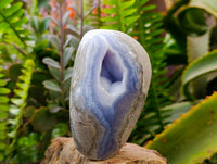 Polished Blue Lace Agate Standing Free Forms x 2 From Nsanje, Malawi