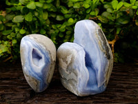 Polished Blue Lace Agate Standing Free Forms x 2 From Nsanje, Malawi