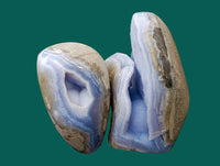 Polished Blue Lace Agate Standing Free Forms x 2 From Nsanje, Malawi