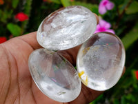 Polished Clear Quartz Palm Stones x 12 From Madagascar