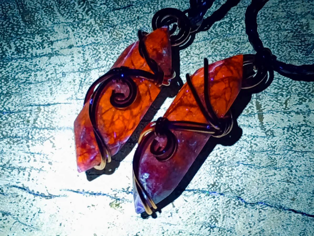 Hand Made Sodalite Copper Wire Wrapped Stone Pendants - Sold Per Item - From Namibia - Toprock Gemstones and Minerals 