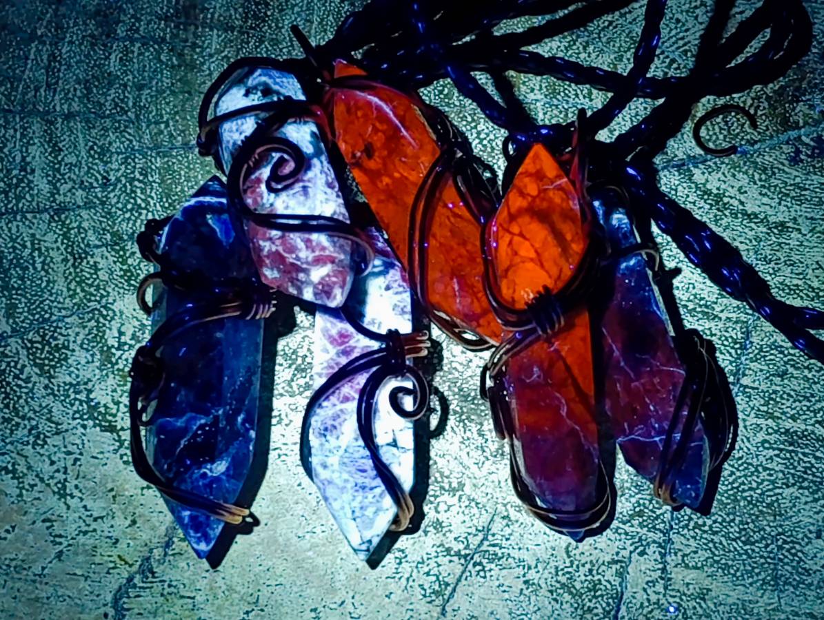 Hand Made Sodalite Copper Wire Wrapped Stone Pendants - Sold Per Item - From Namibia - Toprock Gemstones and Minerals 