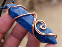 Hand Made Sodalite Copper Wire Wrapped Stone Pendants - Sold Per Item - From Namibia