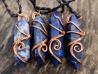 Hand Made Sodalite Copper Wire Wrapped Stone Pendants - Sold Per Item - From Namibia
