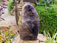 Polished Deep Purple Chevron Amethyst Standing Free Form x 1 from Ankazobe, Madagascar