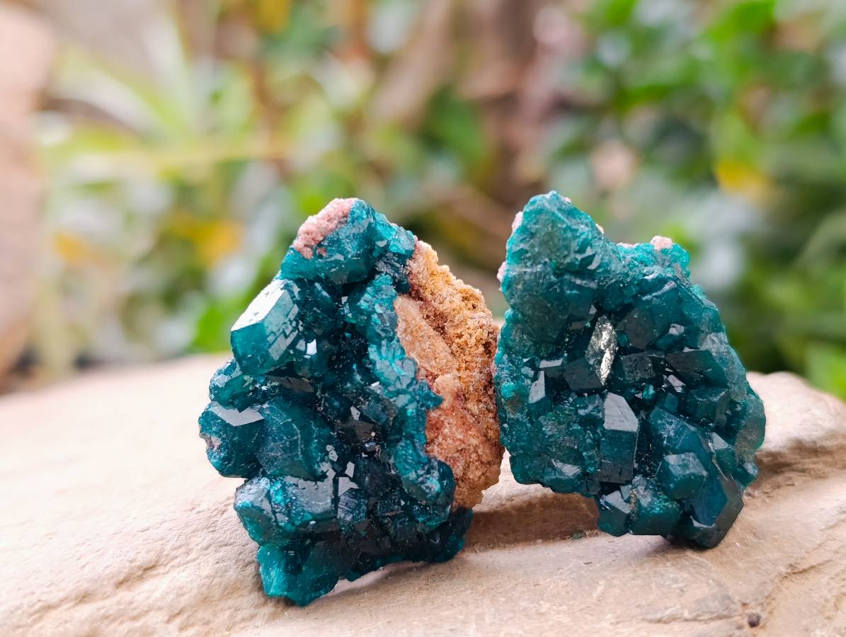 Natural Dioptase On Dolomite Specimens x 20 From Likasi, Congo - Toprock Gemstones and Minerals 