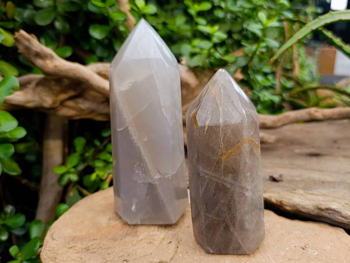 Polished Blue Rose Quartz Points x 3 From Madagascar - Toprock Gemstones and Minerals 