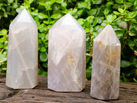 Polished Blue Rose Quartz Points x 3 From Madagascar