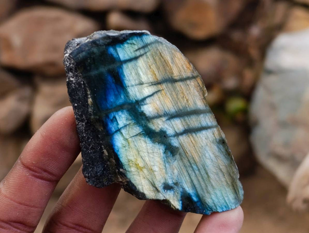 Polished On One Side Labradorite x 26 From Tulear, Madagascar - Toprock Gemstones and Minerals 
